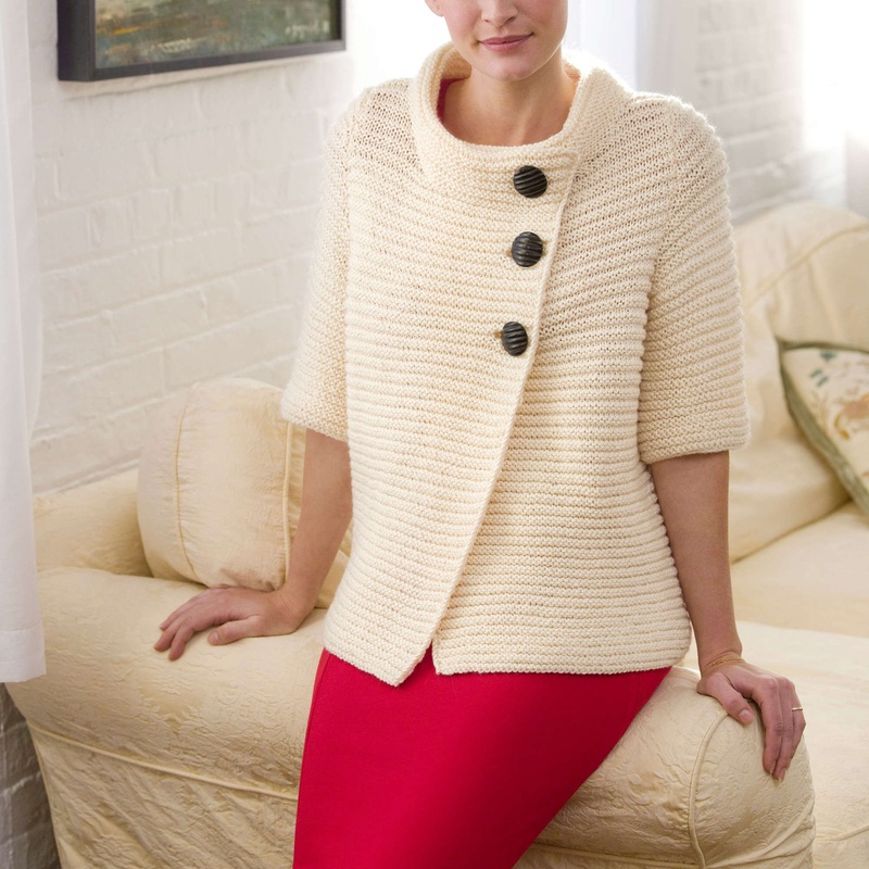 Red Heart Knit Ribbed Cardigan