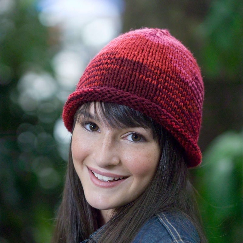 Red Heart Knit Roll Brim Hat|Single Size