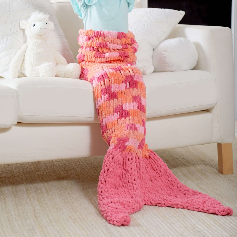 Red Heart Craft Loopy Mermaid Tail Blanket