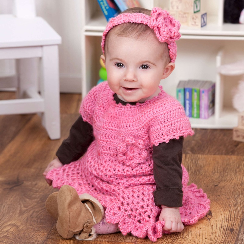 Red Heart Crochet Little Sweetie Dress & Headband