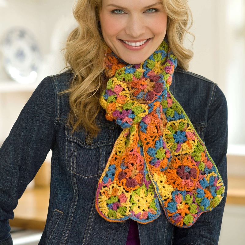 Red Heart Crochet Multi Motif Scarf