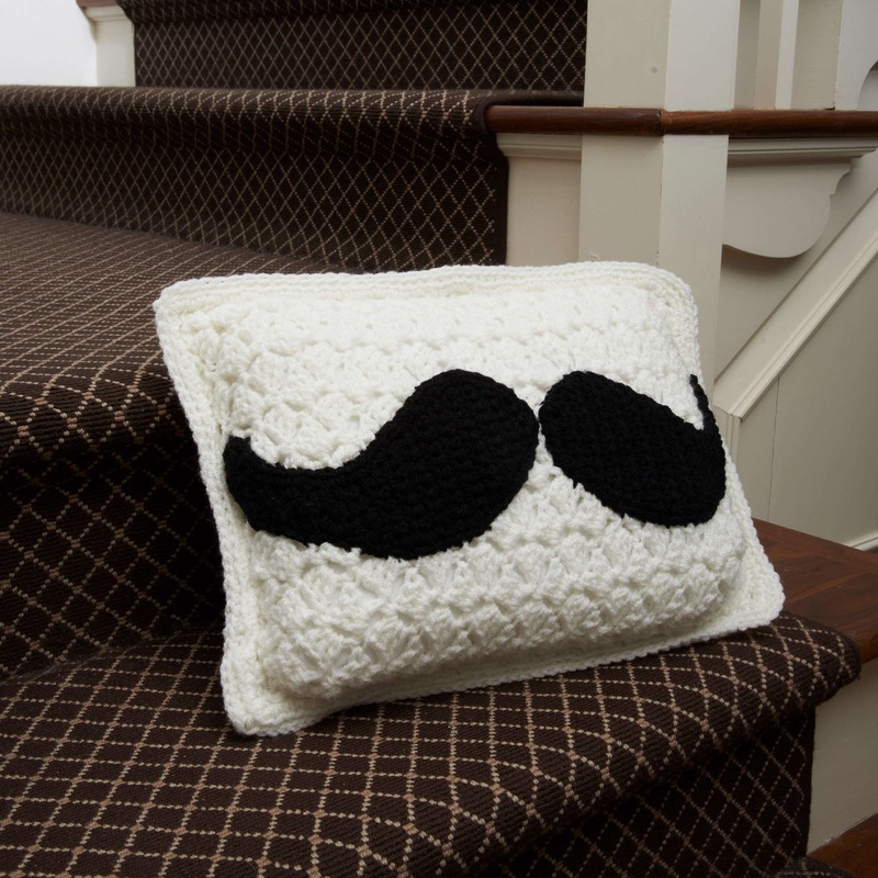 Red Heart Crochet Mustache Pillow