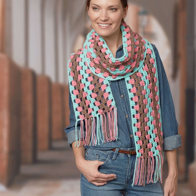 Red Heart Crochet Neapolitan Scarf