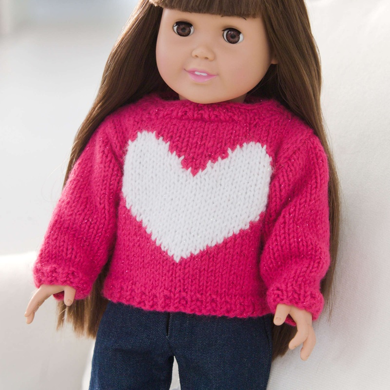 Red Heart Knit Love My Doll Sweater