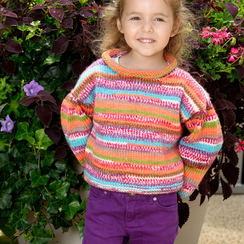 Red Heart Knit Make Mine Stripes Sweater