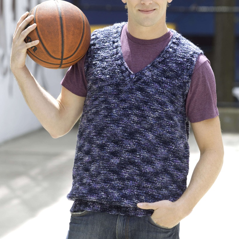 Red Heart Knit Man’s V-Neck Vest