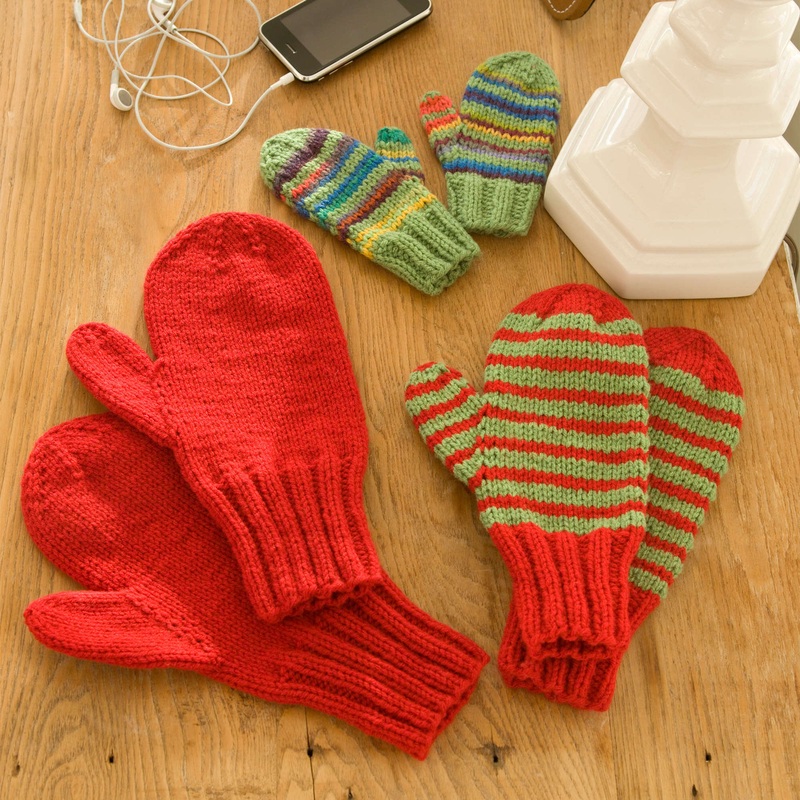 Red Heart Knit Mittens for All