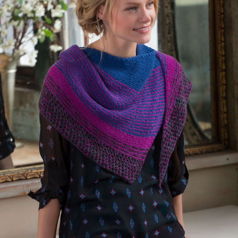 Red Heart Knit Modern Stripe Shawl