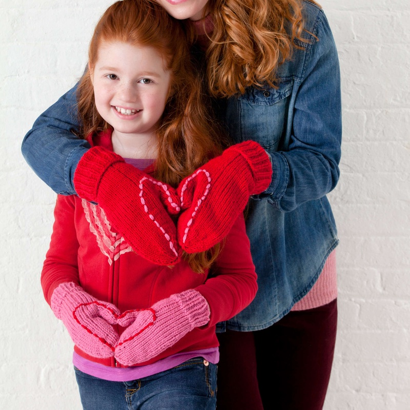 Red Heart Knit Mom & Daughter Love Mitts