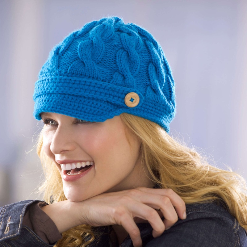 Red Heart Knit Newsy Cabled Cap