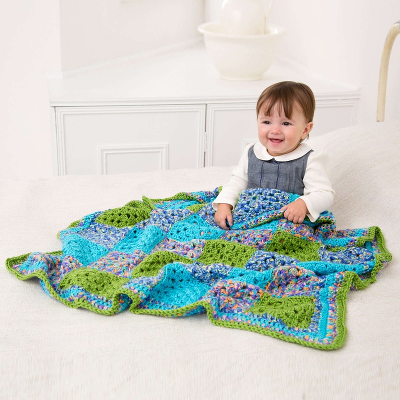 Red Heart Many Squares Crochet Baby Blanket