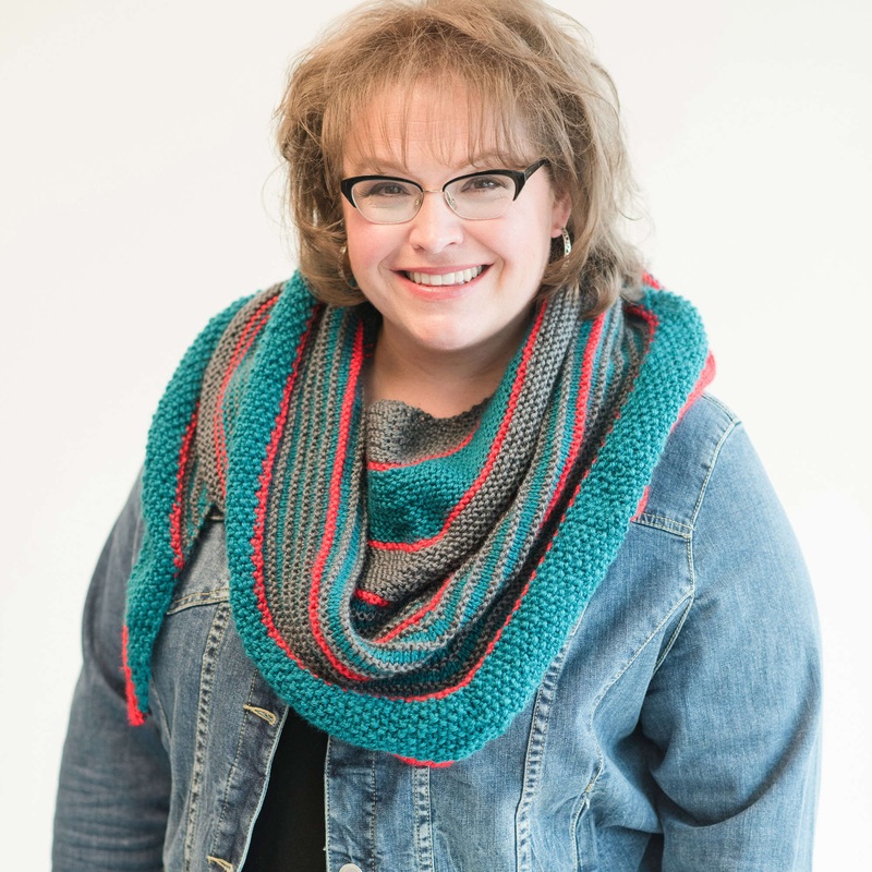 Red Heart Marly’s Striped Knit Shawl