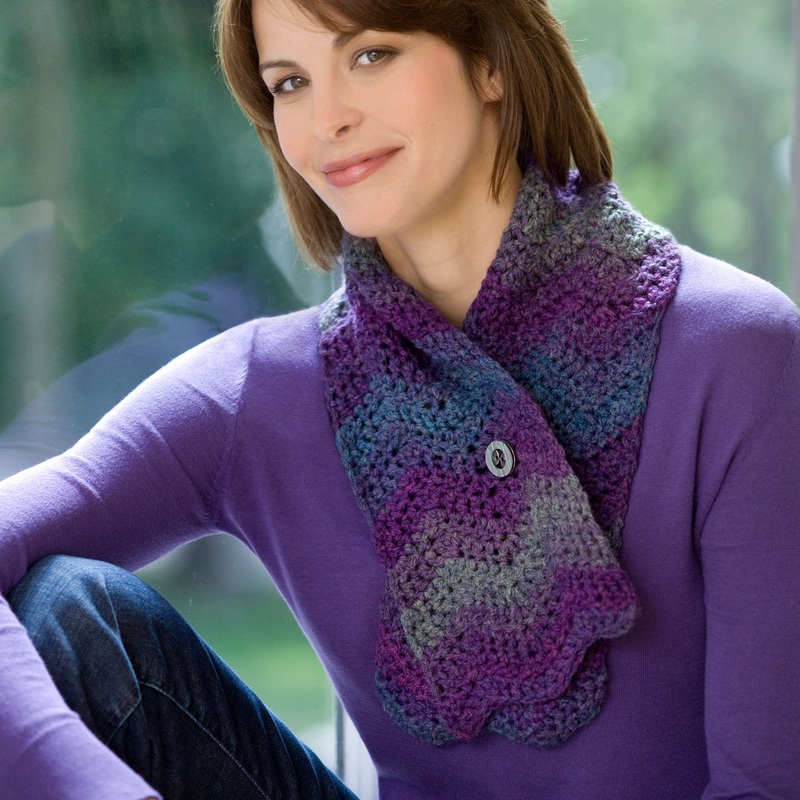 Red Heart Crochet One-Ball Ripple Scarf