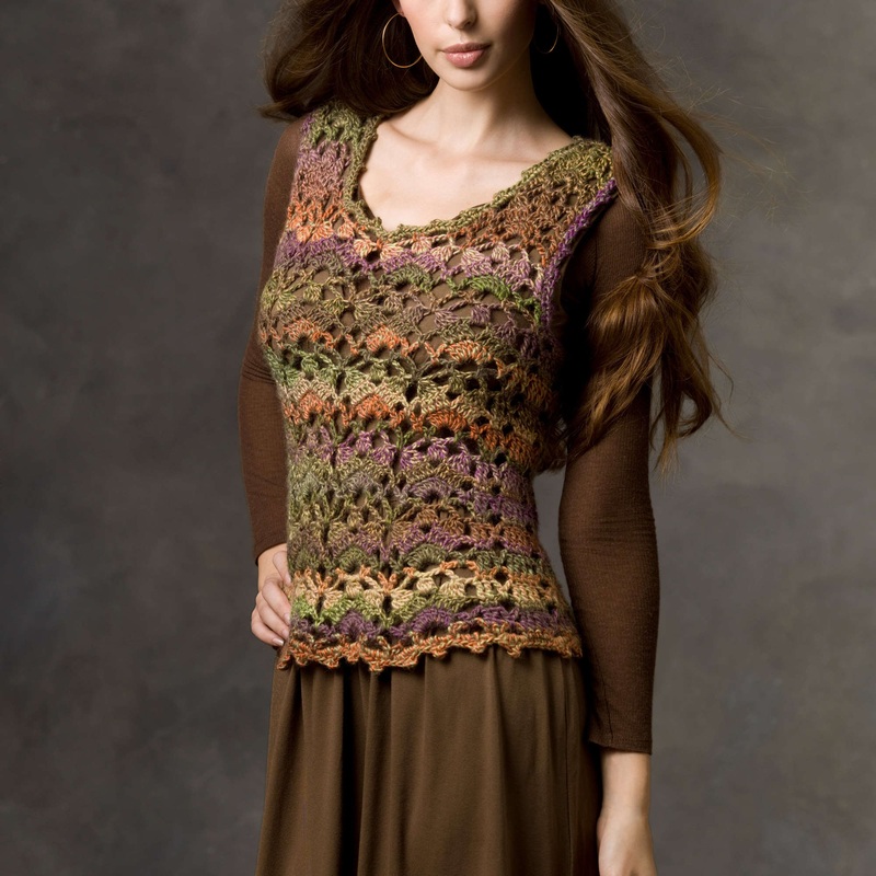 Red Heart Crochet Painted Wool Vest