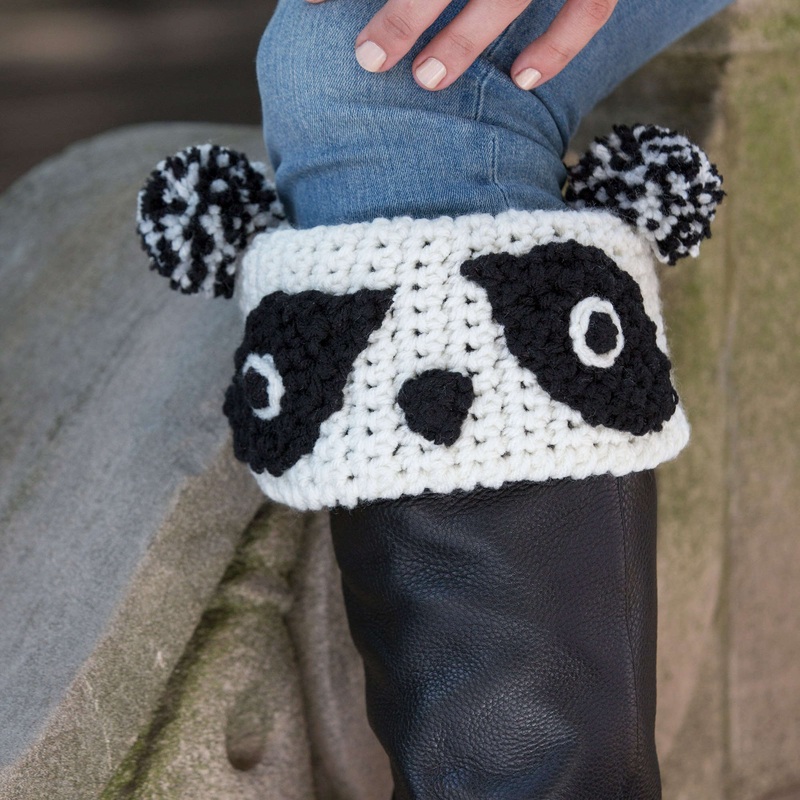 Red Heart Crochet Panda Boot Cuffs