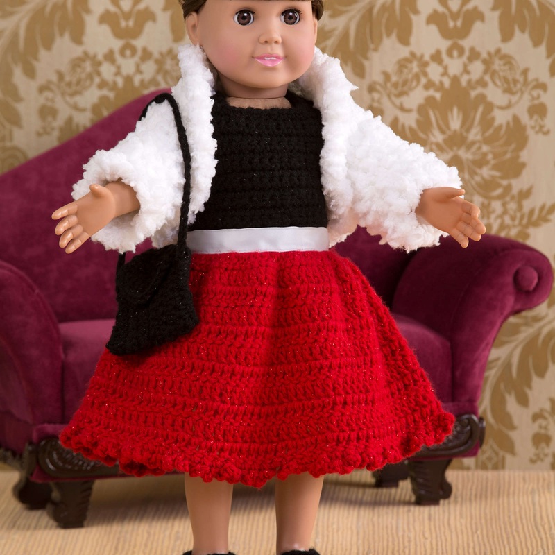 Red Heart Crochet Party Time Doll Outfit