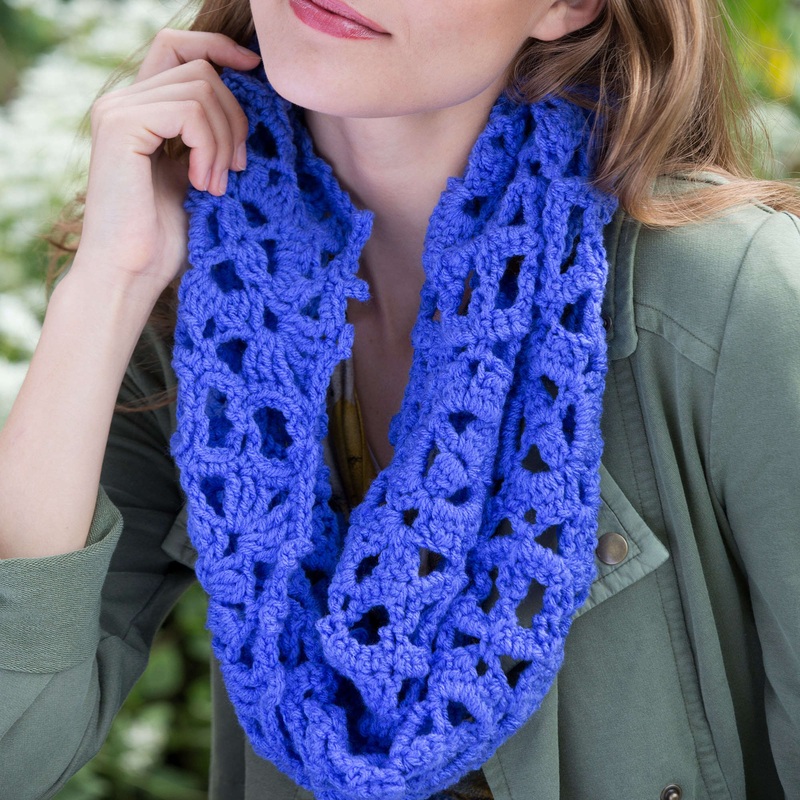 Red Heart Crochet Picot Square Cowl
