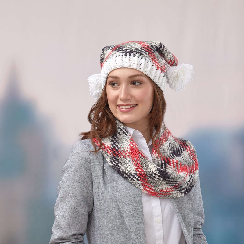 Red Heart Crochet Planned Pooling Hat and Cowl Set