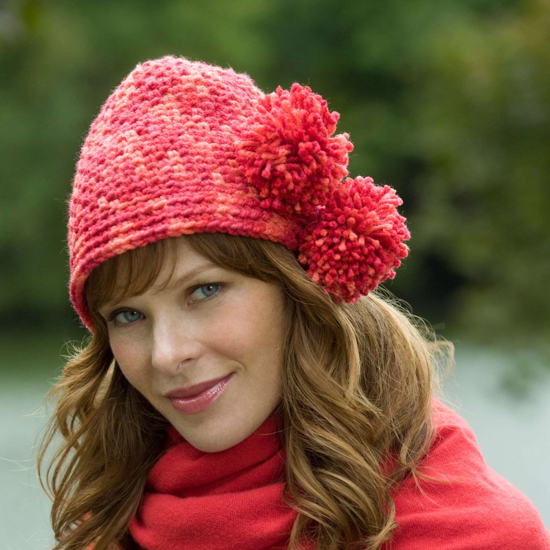 Red Heart Crochet Pompom Cloche