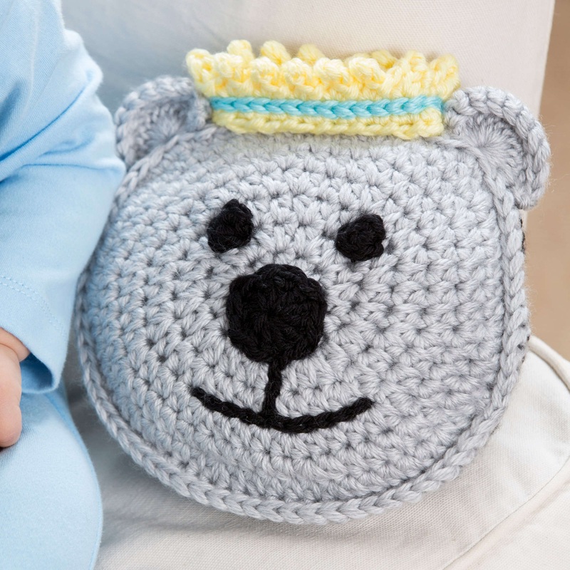 Red Heart Crochet Prince Bear Pillow and Hat