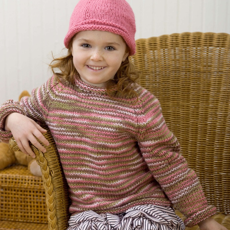 Red Heart Knit On a Roll Sweater & Hat