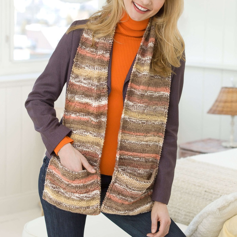 Red Heart Knit Pocket Scarf|Single Size