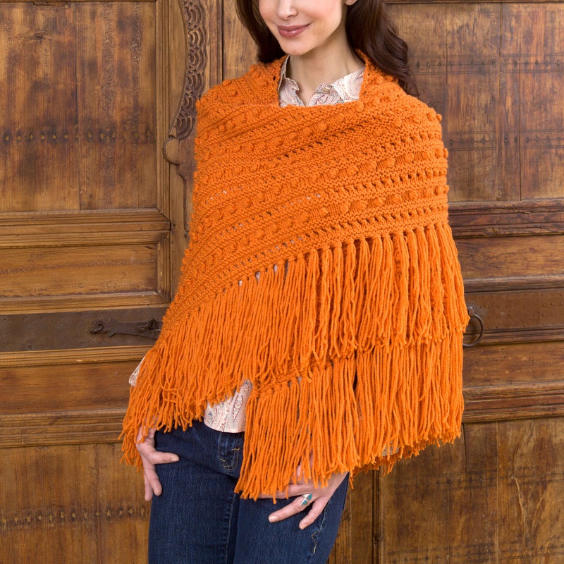 Red Heart Knit Popcorn Shawl|Single Size
