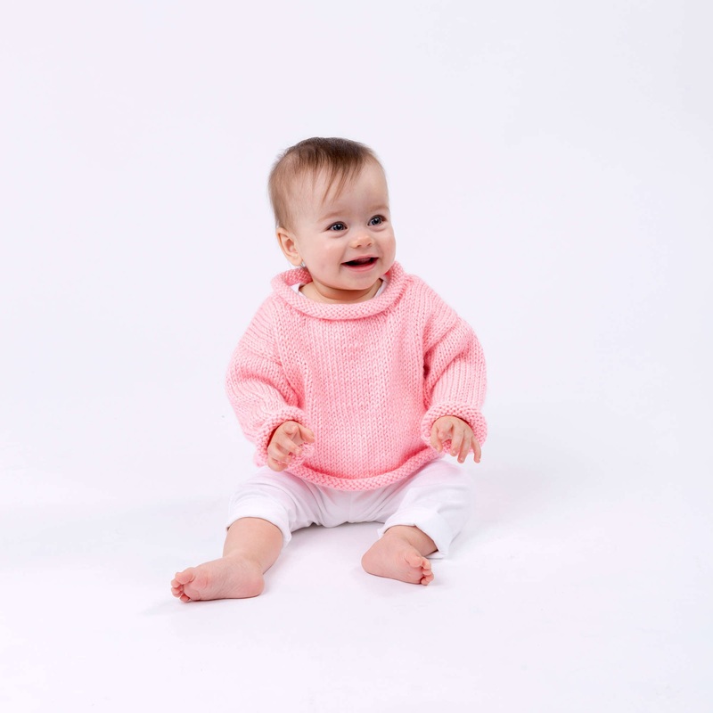 Red Heart Knit Pretty-n-Pink Baby Pullover