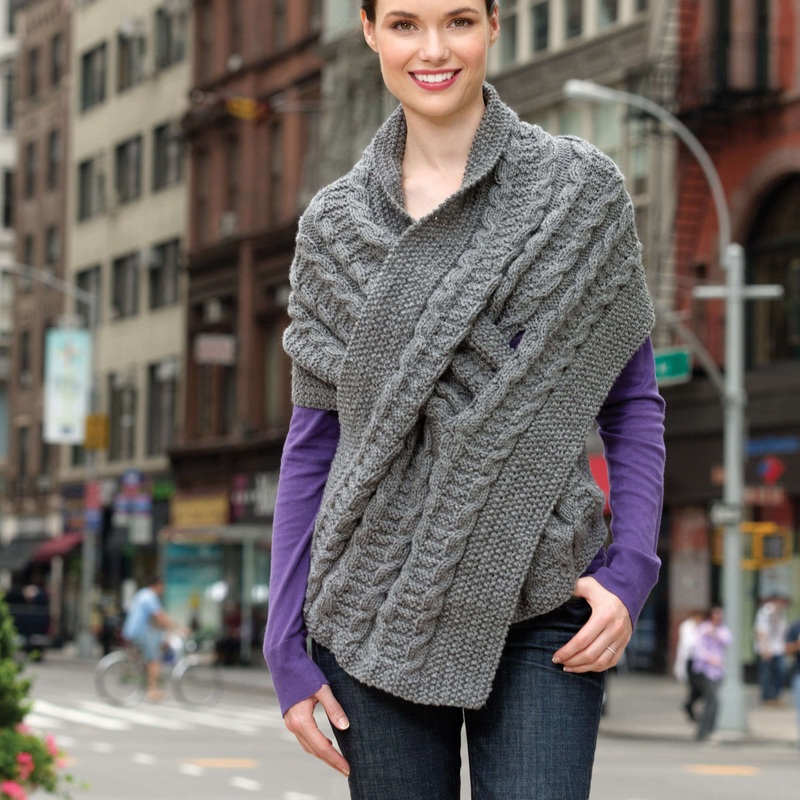 Red Heart Knit Pull-Through Wrap