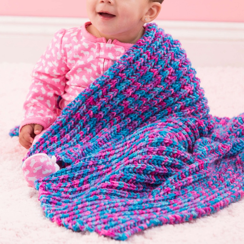 Red Heart One-Row Knit Baby Blanket