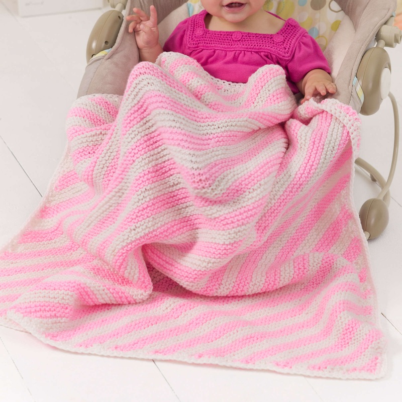 Red Heart Peppermint Stripes Knit Blanket