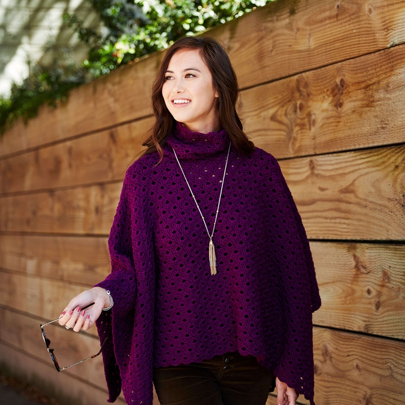 Red Heart Perfectly Panache Chic Poncho