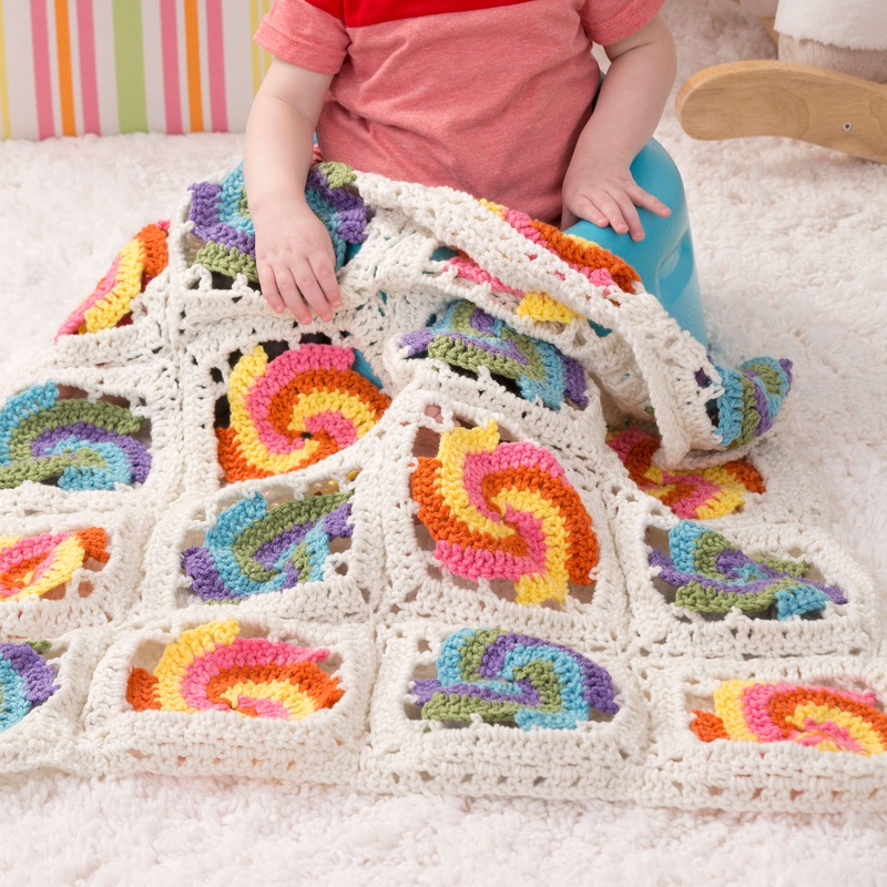 Red Heart Pinwheel Crochet Baby Blanket