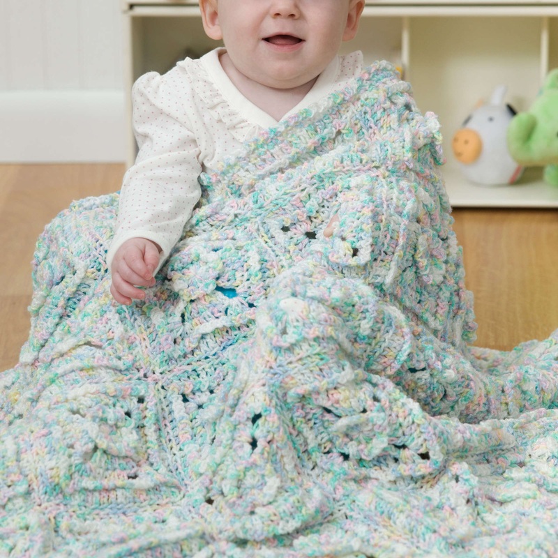 Red Heart Posey Squares Crochet Baby Blanket