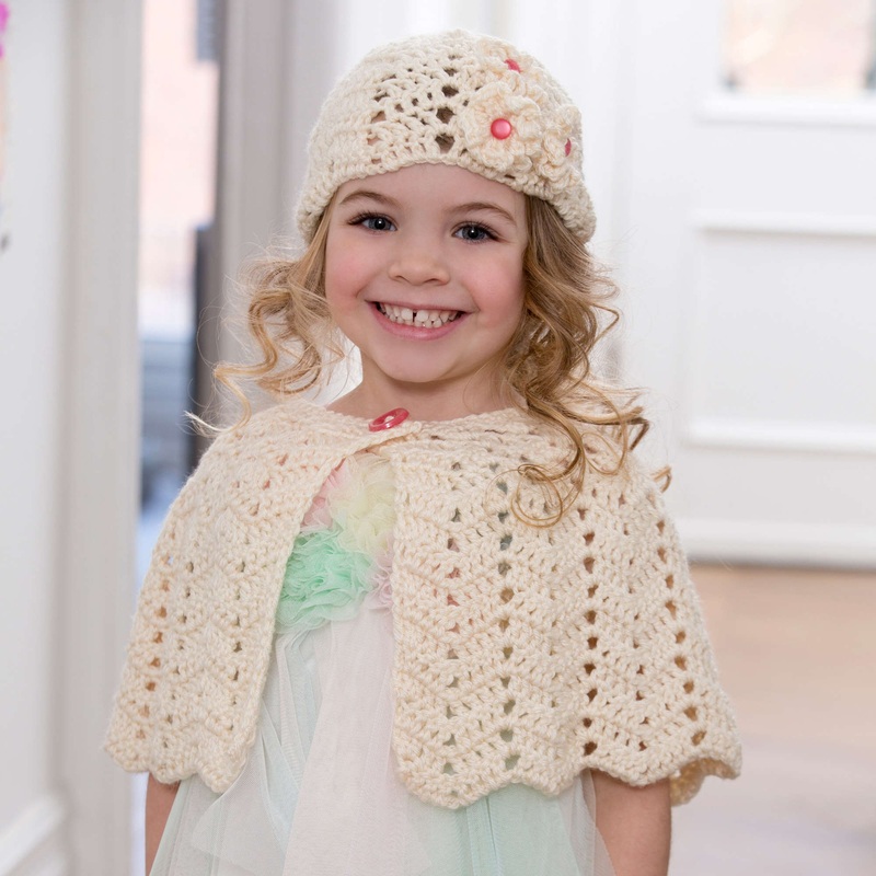 Red Heart Crochet Ripple Hat and Capelet
