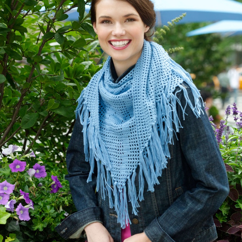 Red Heart Crochet Rose Filet Triangle Shawl