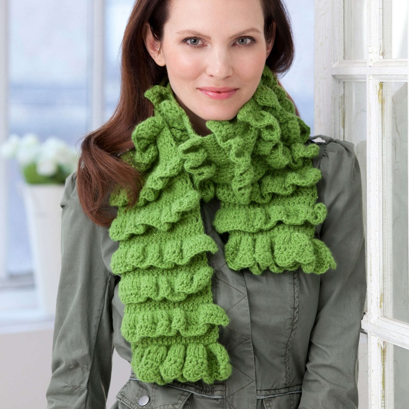 Red Heart Crochet Rows of Ruffles Scarf