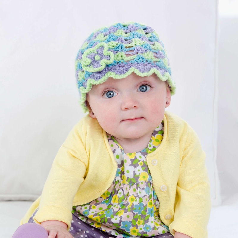 Red Heart Crochet Ruffled Posies Hat
