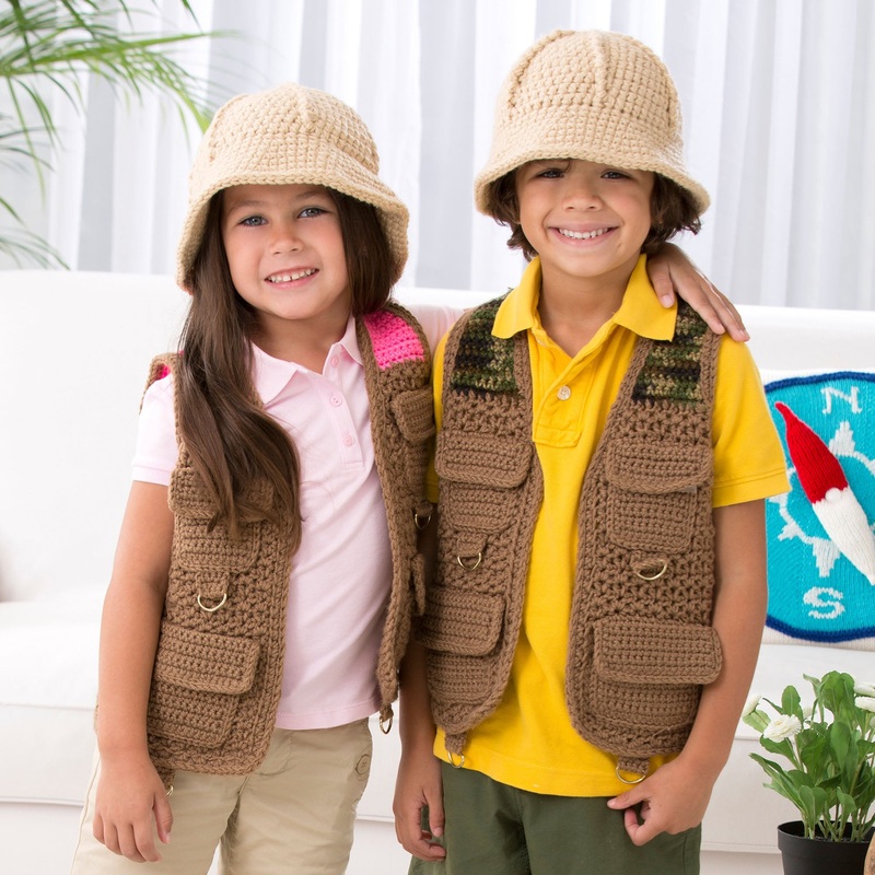 Red Heart Crochet Safari Vest|2 yrs|4 yrs|6 yrs|8 yrs