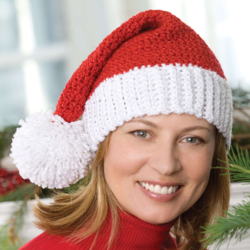 Red Heart Crochet Santa Hat|Large|S/M