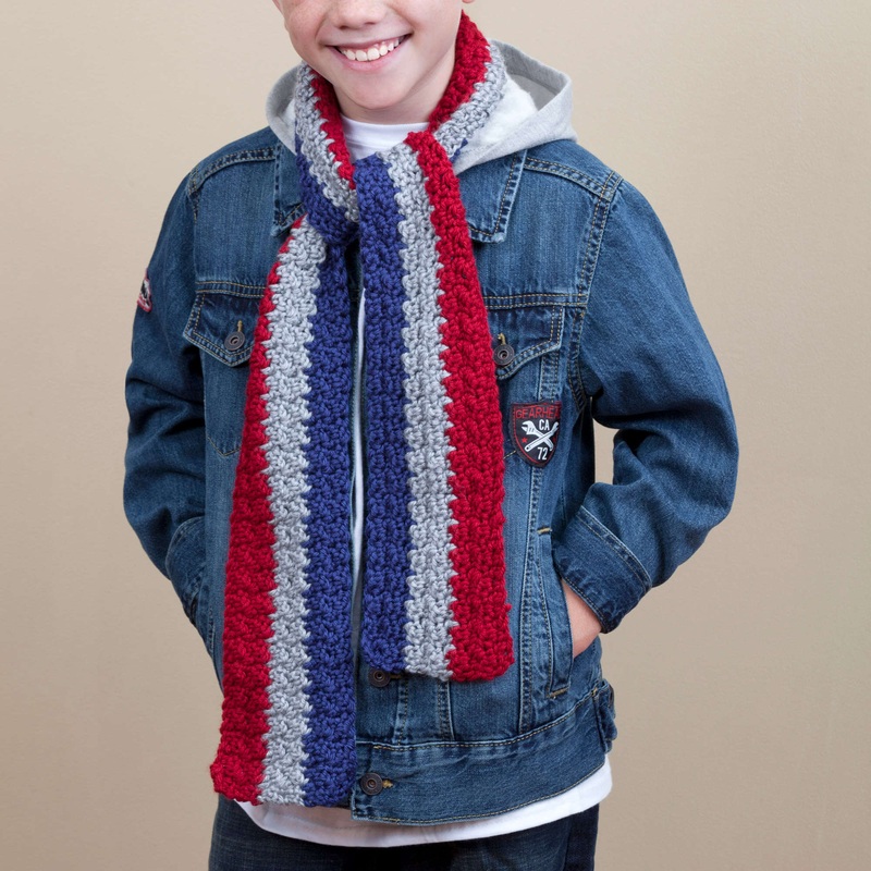Red Heart Crochet School Stripes Scarf