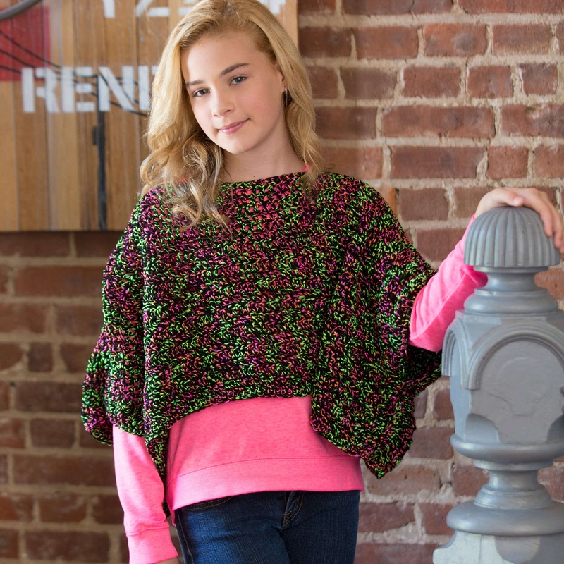 Red Heart Crochet Set the Trend Poncho