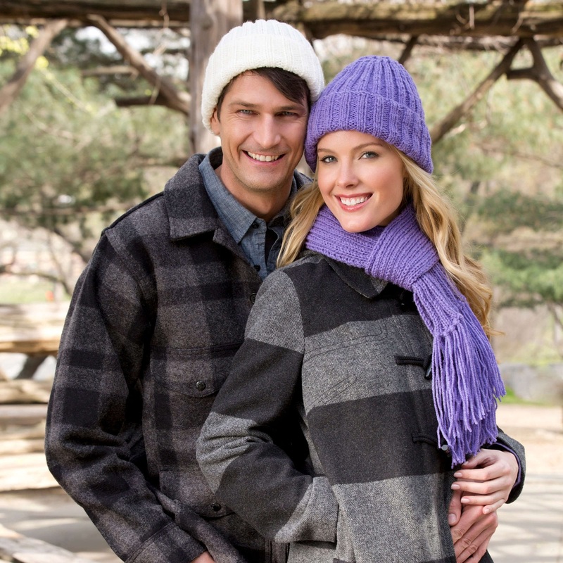 Red Heart Knit Ribbed Hat and Scarf