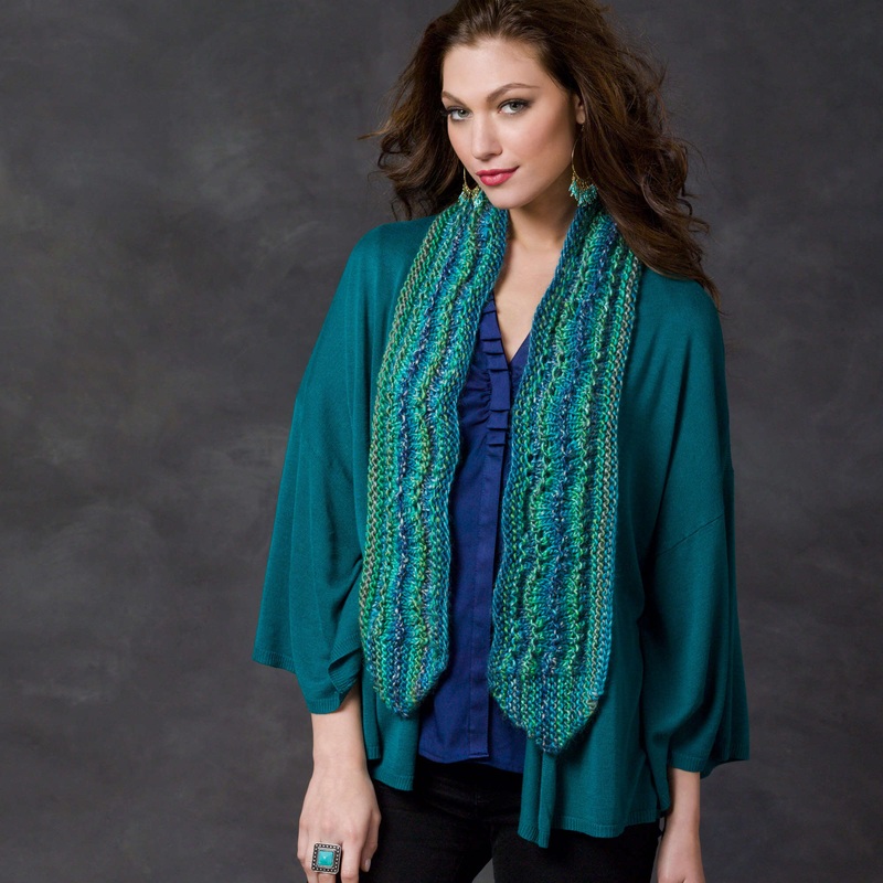 Red Heart Knit Ripple On the Side Scarf