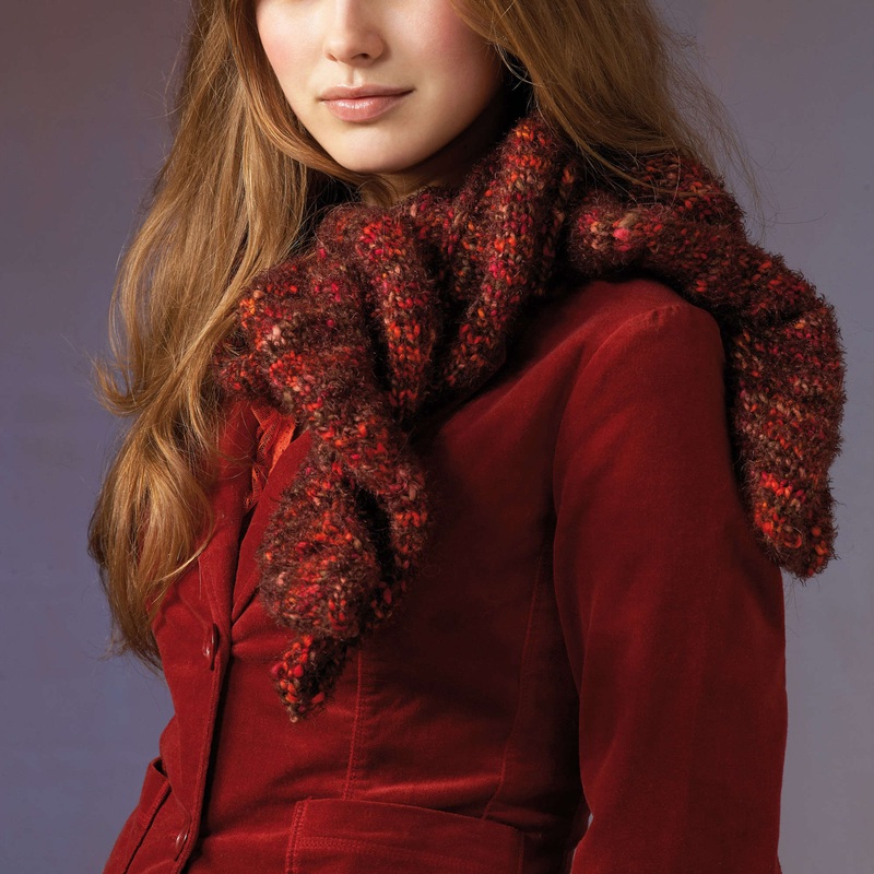 Red Heart Knit Ruffle Scarf|Single Size