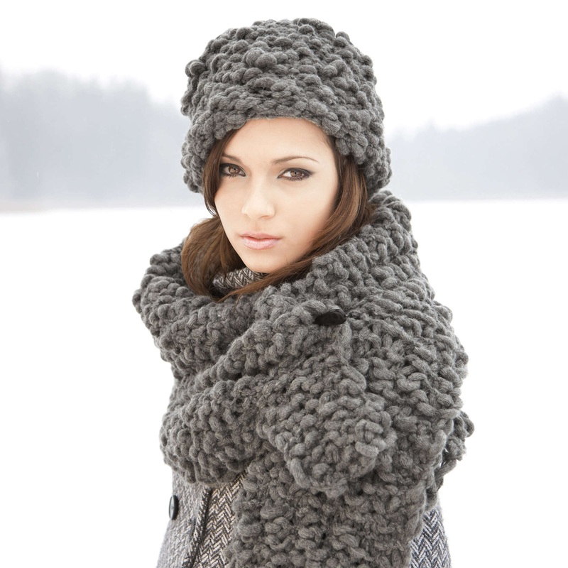 Red Heart Knit Russian Hat & Stole