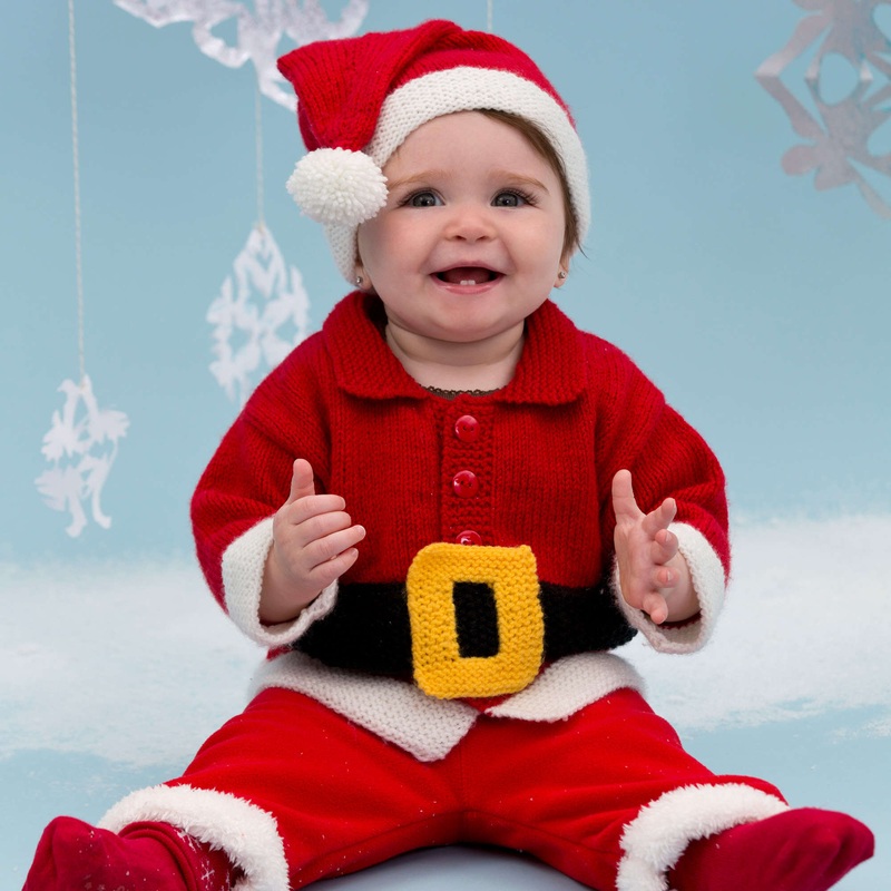 Red Heart Knit Santa Baby Suit