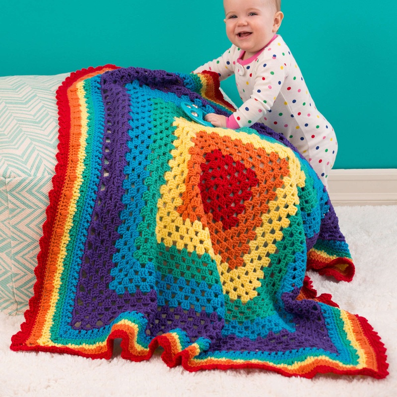 Red Heart Radiant Rainbow Crochet Blanket