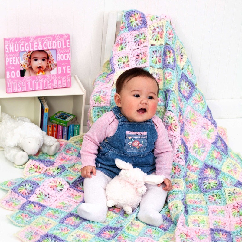 Red Heart Rainbow Swirl Crochet Baby Blanket