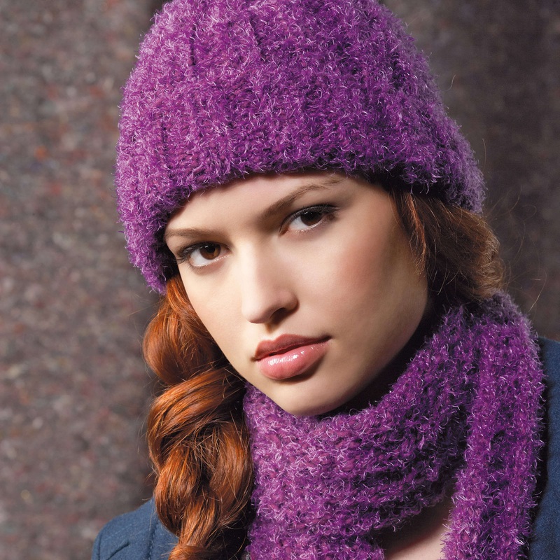 Red Heart Ribbed Knit Hat and Scarf